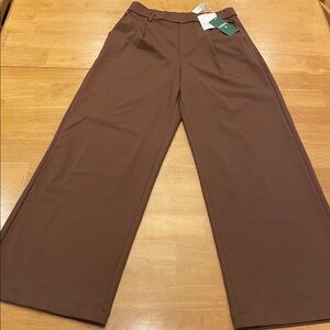 NWT Halara Flex Brown Wide-Leg High Waisted Pockets Work Pants Size Small NEW